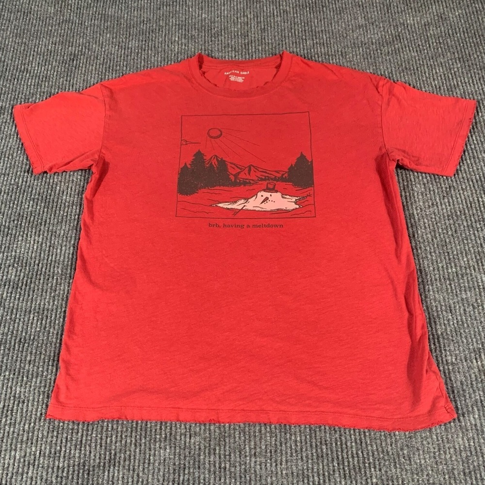 American Eagle T Shirt Mens Extra Small Short Sleeve Funny Meltdown Nature Tee